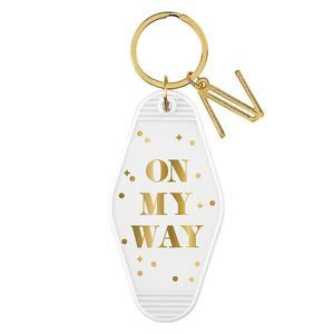 On My Way White Motel Keychain Key Tag | Acrylic